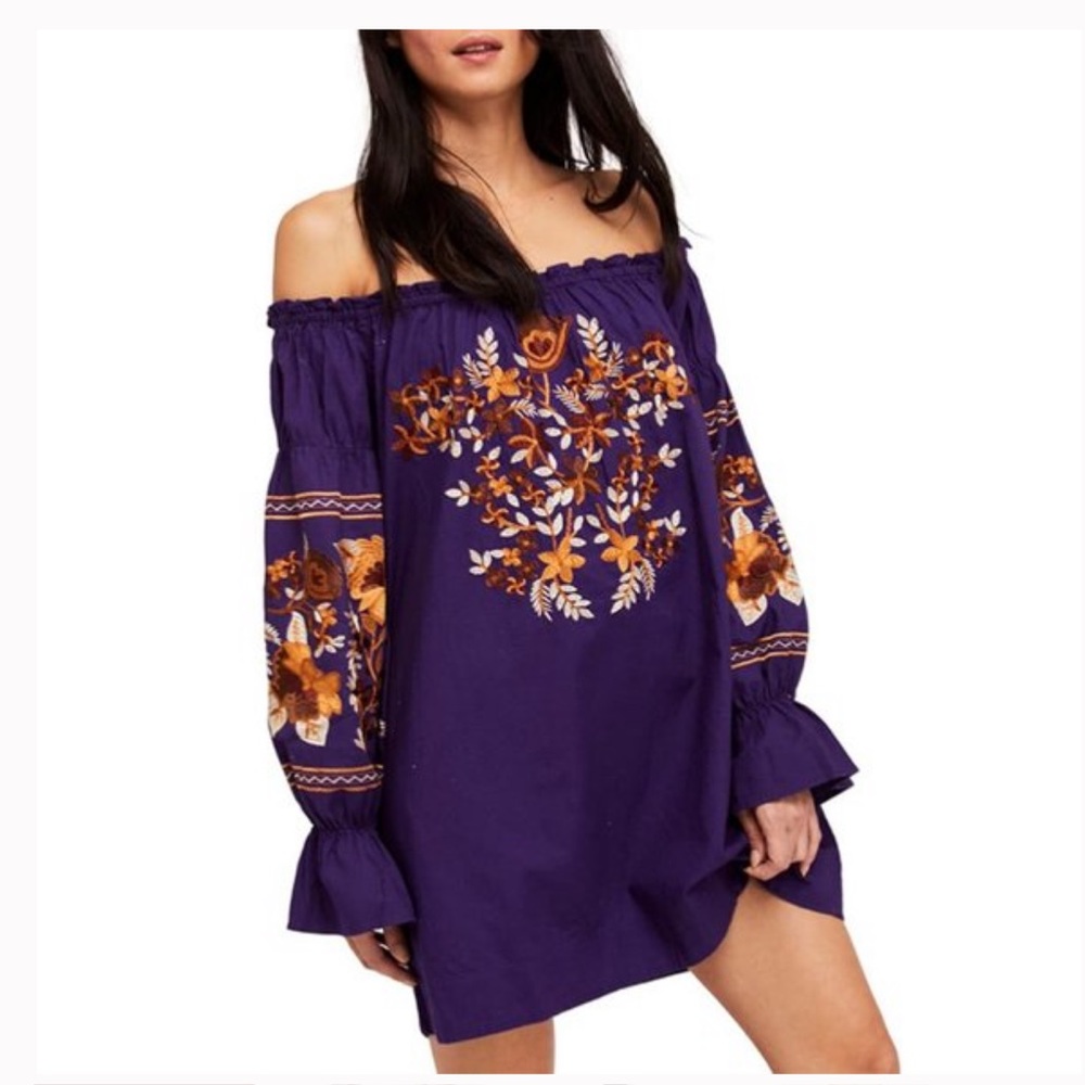 Free People Fleur Du Jour Shift Dress Purple M